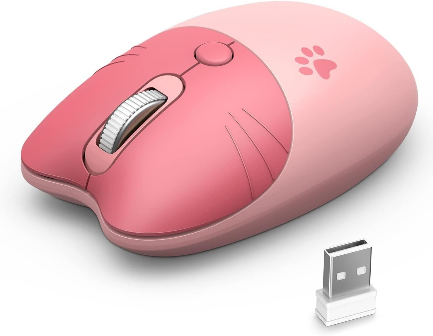 Wireless Compact Silent Mouse with Cute Cat Designs, 2.4GHz Plug and Play Wirele