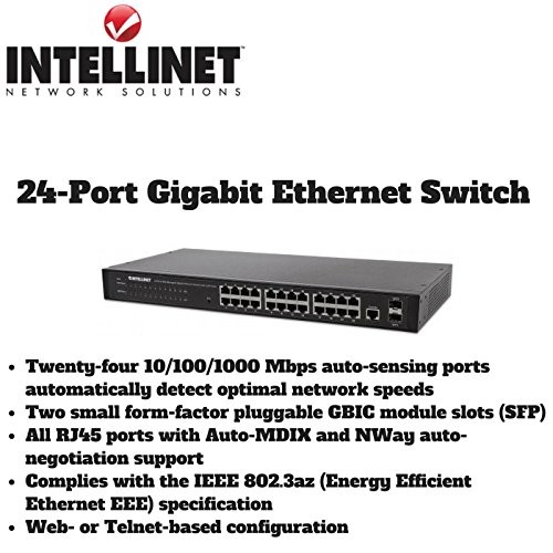 Intellinet 560917 24-Port Web-Managed Gigabit Switch w/2 SFP