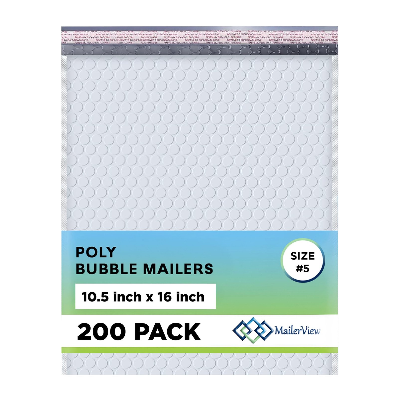 Arctic White Bubble Mailers 10.5x16 Poly Padded Envelopes #5 200 Pack