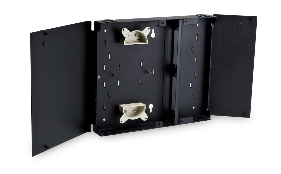 Dual Door Wall Mount Box Fiber Optic Patch Panel (Enclosure) Holds 2 LGX Plates