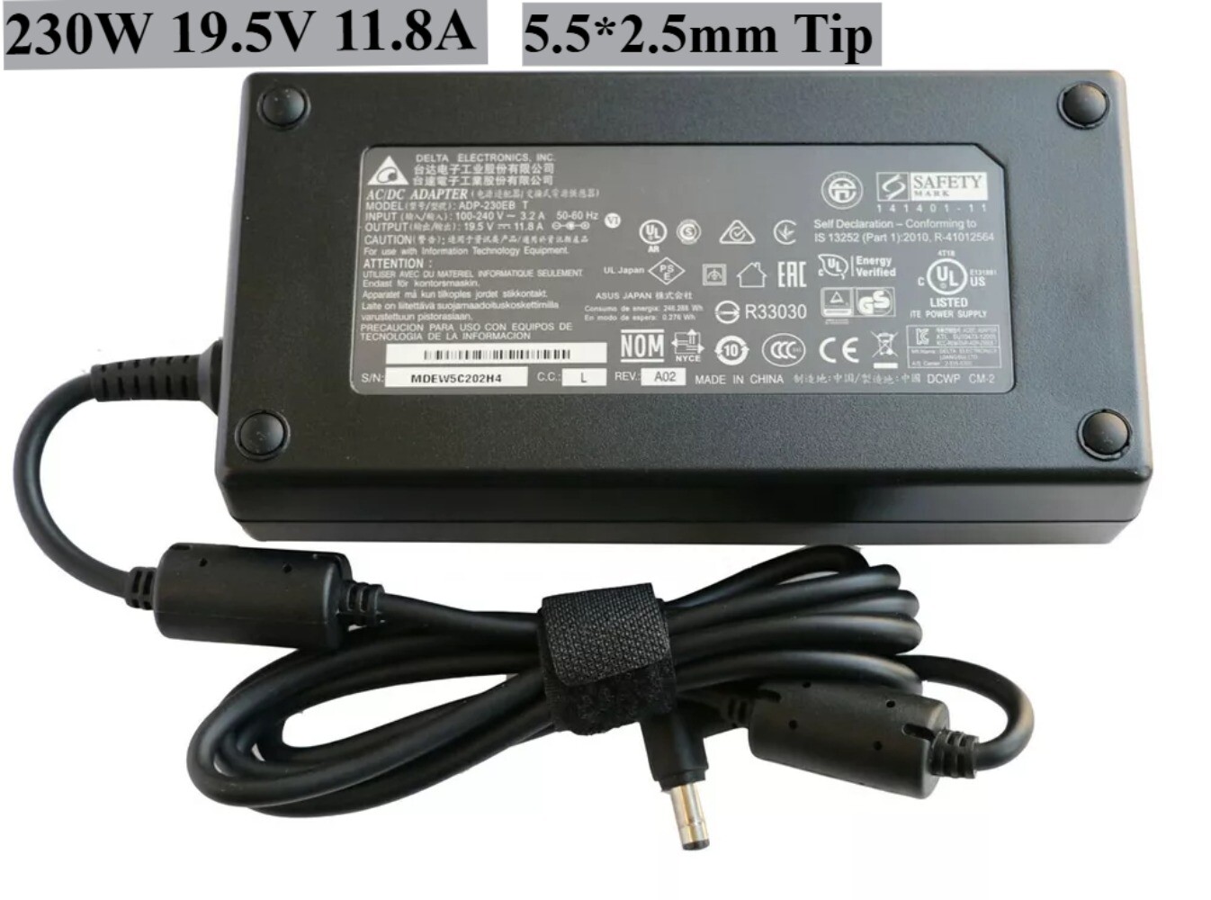 Genuine Delta 230W 19.5V 11.8A Charger for Clevo P671HS-G 5.5*2.5mm AC Adapter