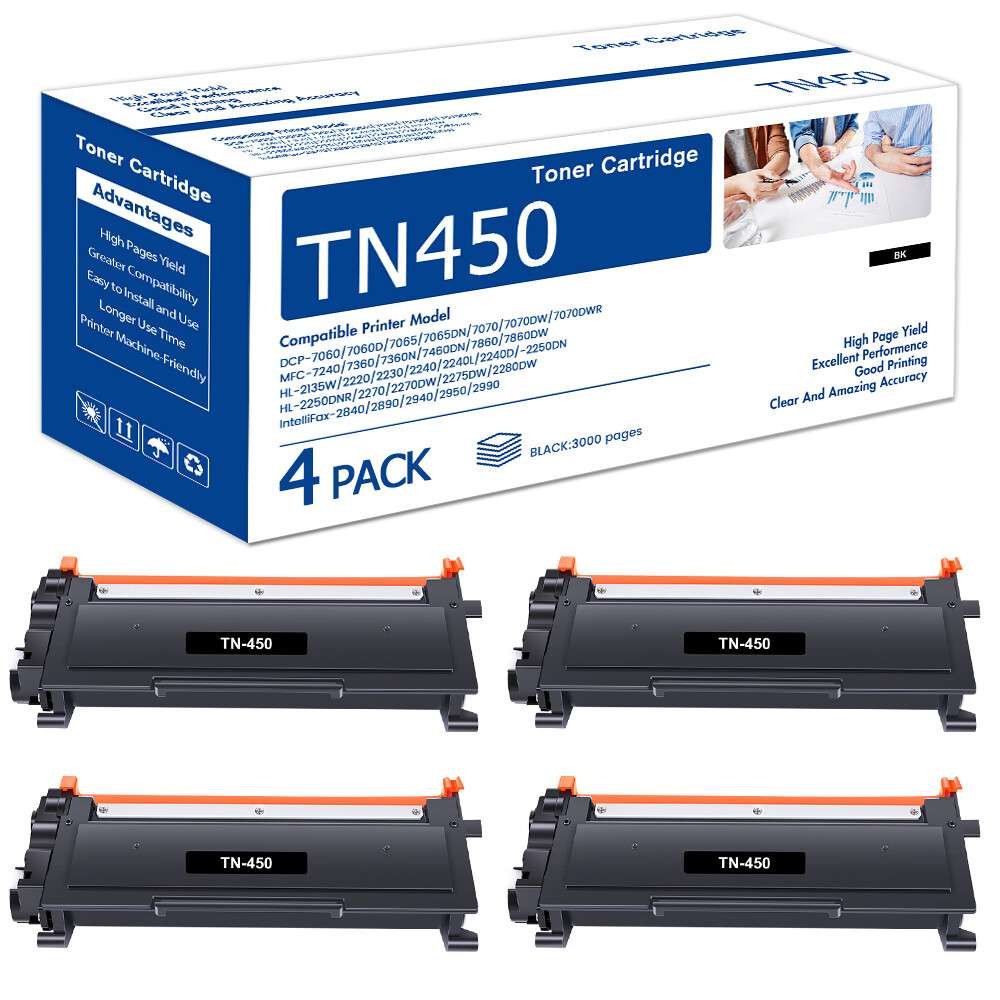 4 TN450 Toner Cartridge for Brother TN-450 TN420 MFC-7360N 7860DW HL-2270DW 2240