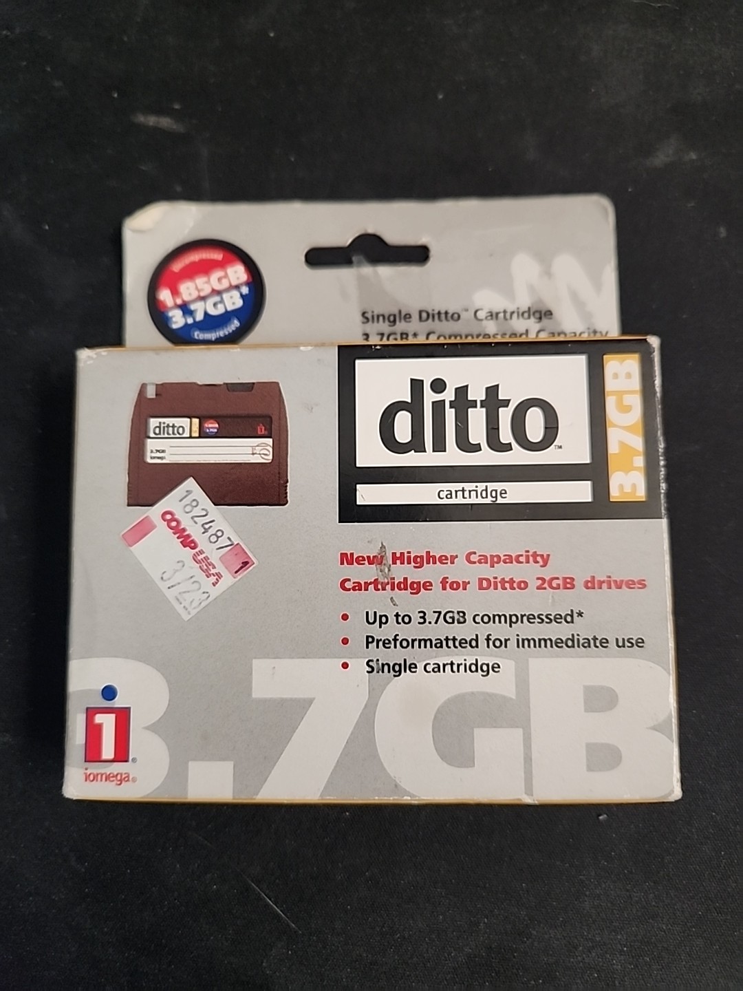 NOS Iomega 3.7GB Higher Capacity Cartridge for Ditto 2GB Drives Vintage A1