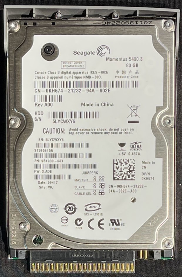 Seagate Momentus 80GB 5400RPM 2.5" PATA HDD / ST980815A / KH674 / 8X231