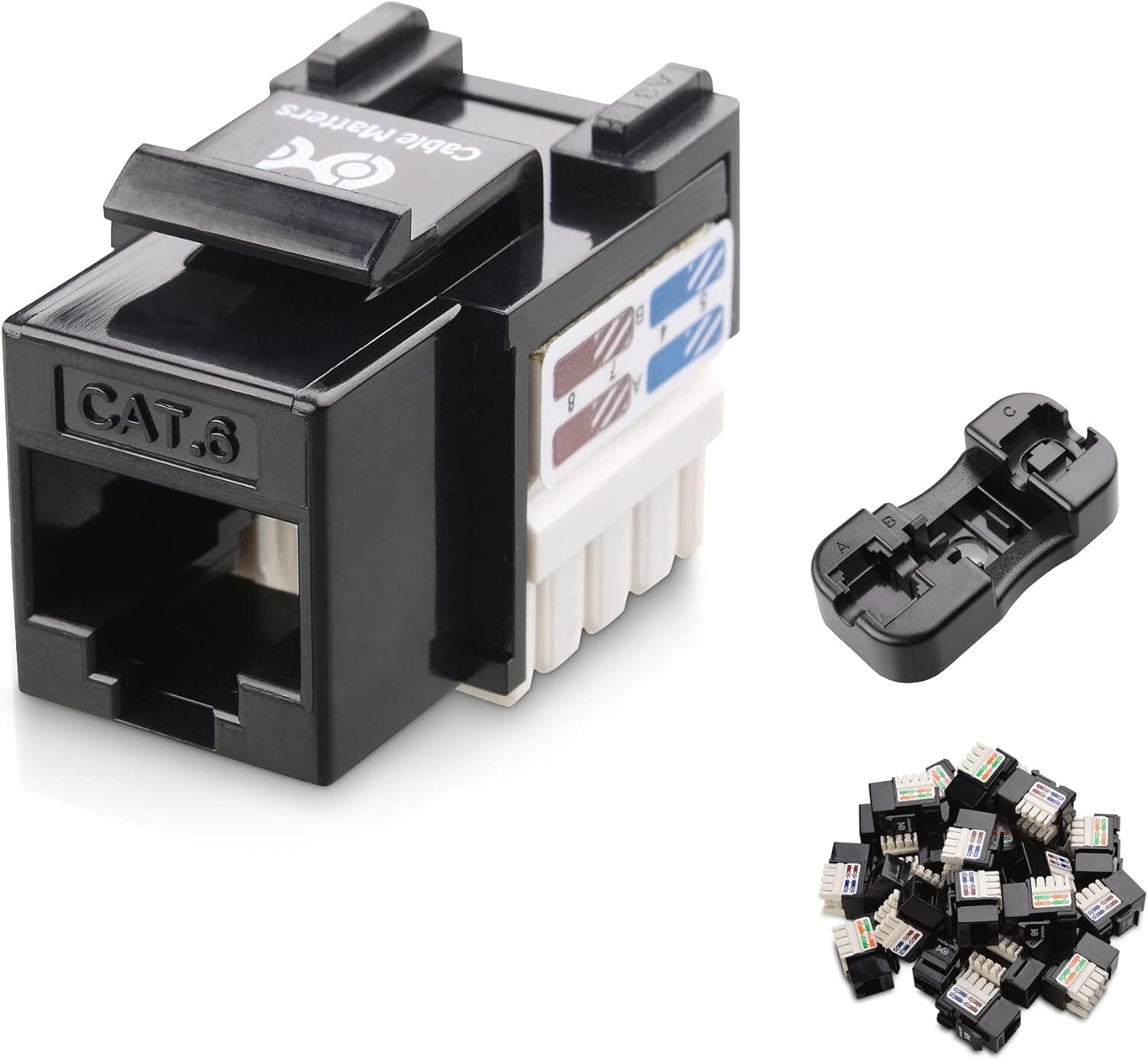25 Pack Cable Matters UL Listed RJ45 Keystone Jack, Cat6 Keystone Jacks  Black