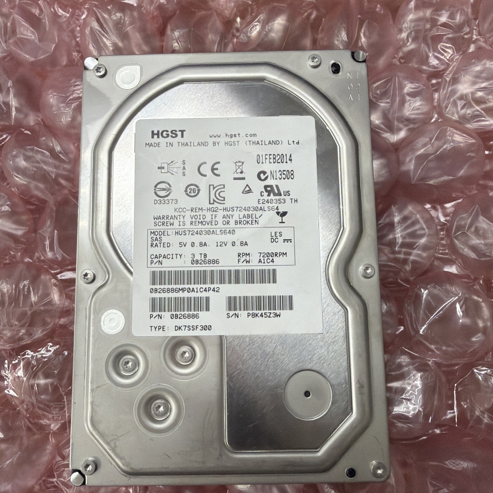 HGST HUS724030ALS640 3TB 7.2K RPM 3.5" ENTERPRISE SAS HARD DRIVE 0B26866