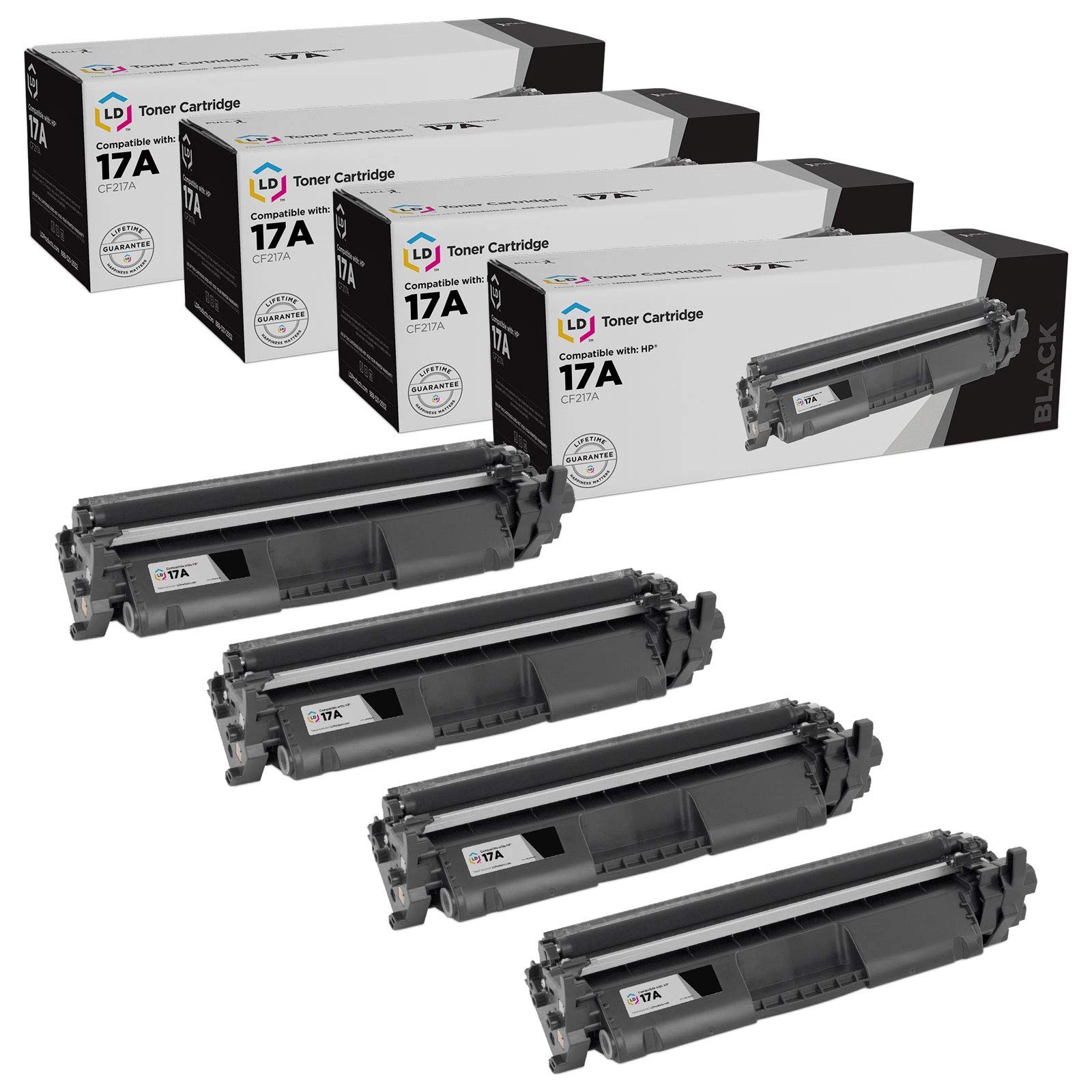 LD 4pk Comp Black Toner Cartridge Fits for HP 17A CF217A M102a M102 MFP 130a