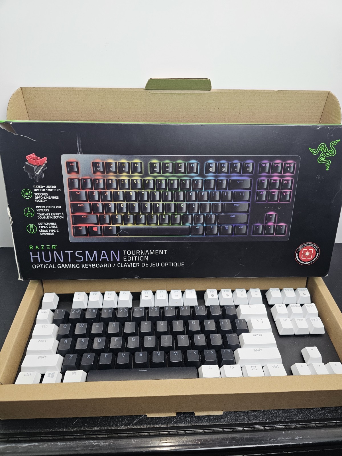 Razer Huntsman Tournament Edition TKL Optical Wired Gaming Keyboard Black White