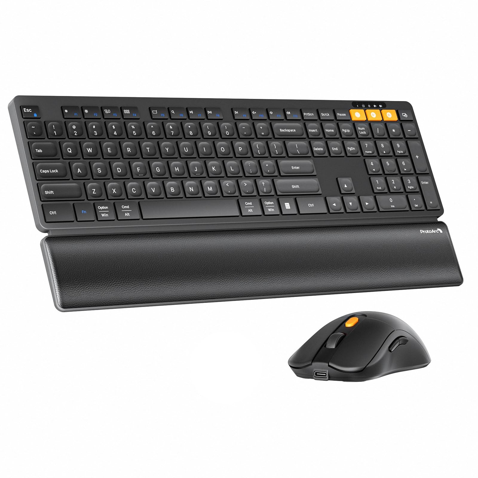 ProtoArc KM60 Wireless Ergonomic Keyboard Mouse Combo, Black