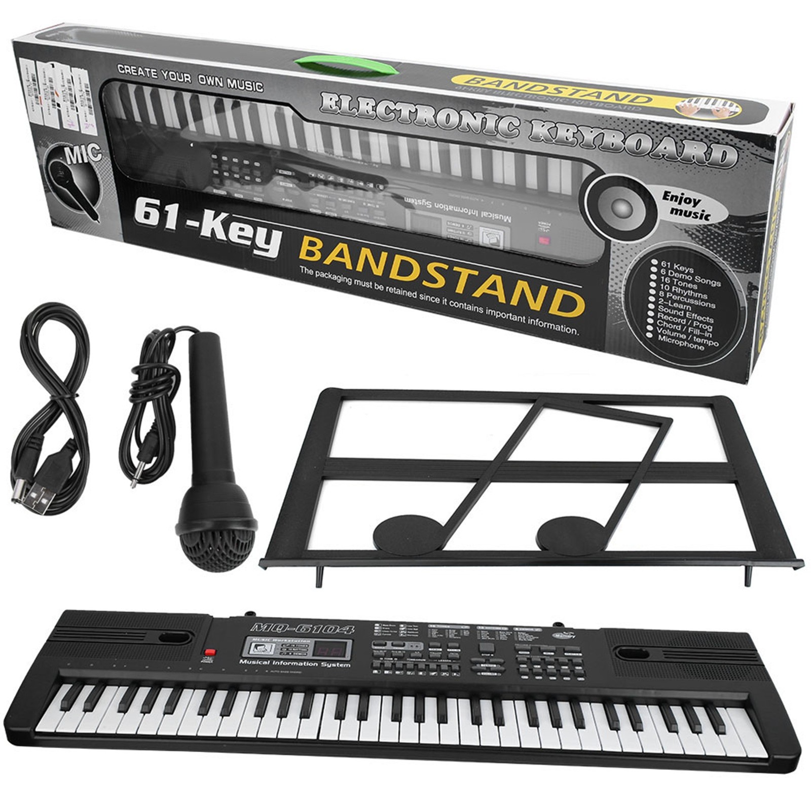 Portable 61-Key Digital Music Organ,Kids Keyboard with Microphone for Party/Home
