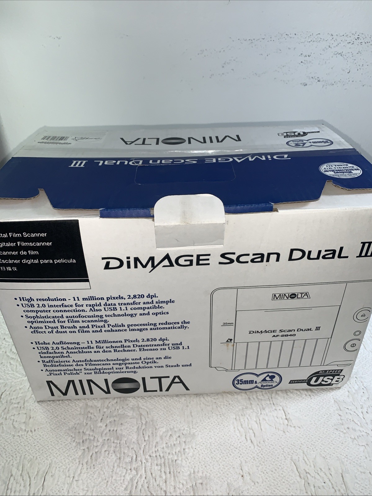 Minolta Dimage Scan Dual III AF-2840 - Film Photo Scanner  Scan New In Open Box