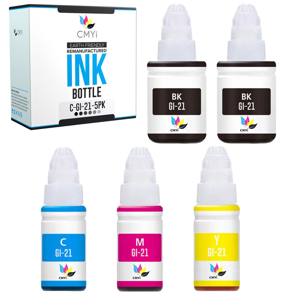5PK CMYi Compatible Canon GI-21 Printer Ink Bottles for Canon PIXMA G1230 G2270