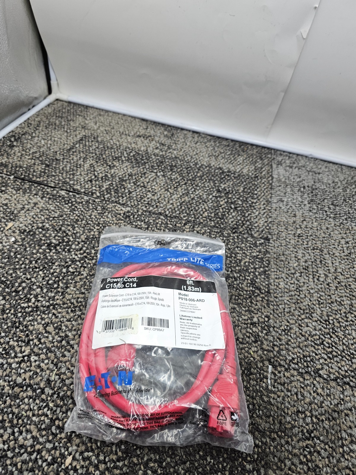 (QTY 2) Tripp Lite P018-006-ARD 6ft Power Extension Cord Cable