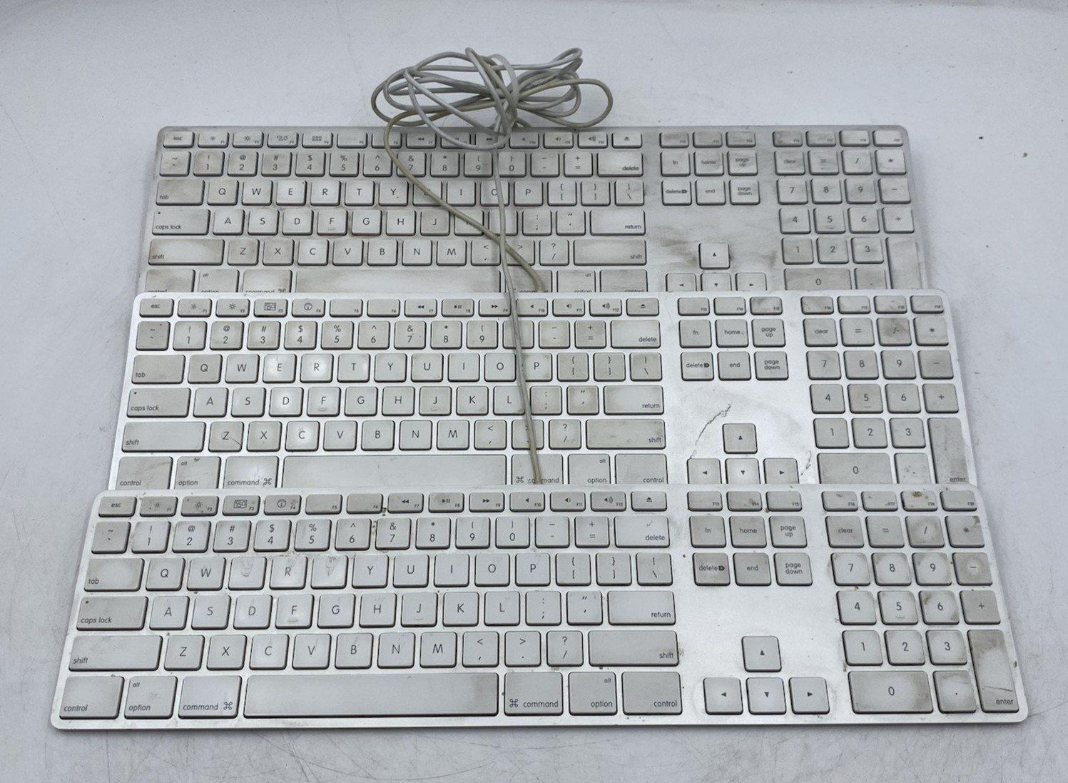 LOT OF 3 Apple A1243 Aluminum Wired Keyboard Slim Full Size