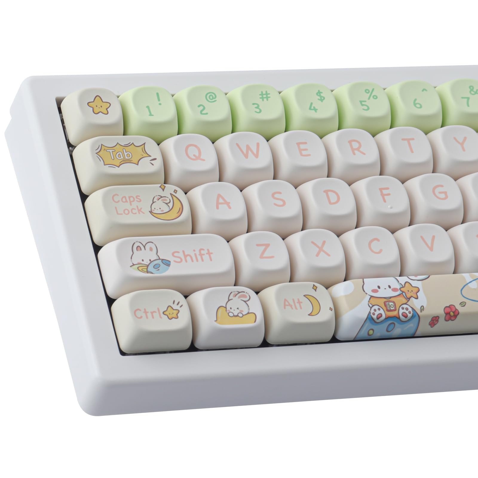 PBT Custom Cute Rabbit Keycaps MOA Profile Cherry Gateron MX 143 Keys Set