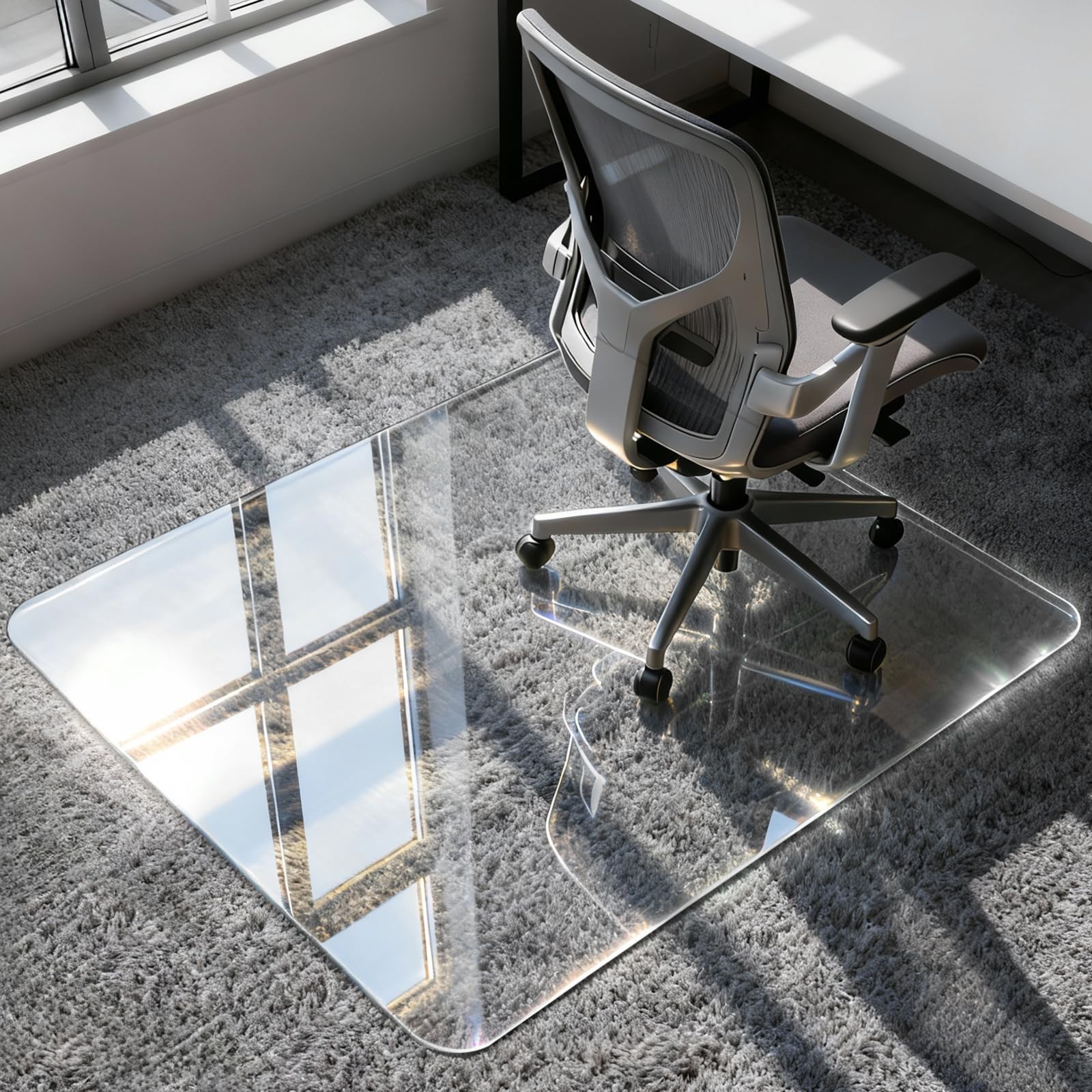 Chair Mat Tempered Glass 36" x 48" Hhick Carpet Protector Heavy Duty Azadx Easy