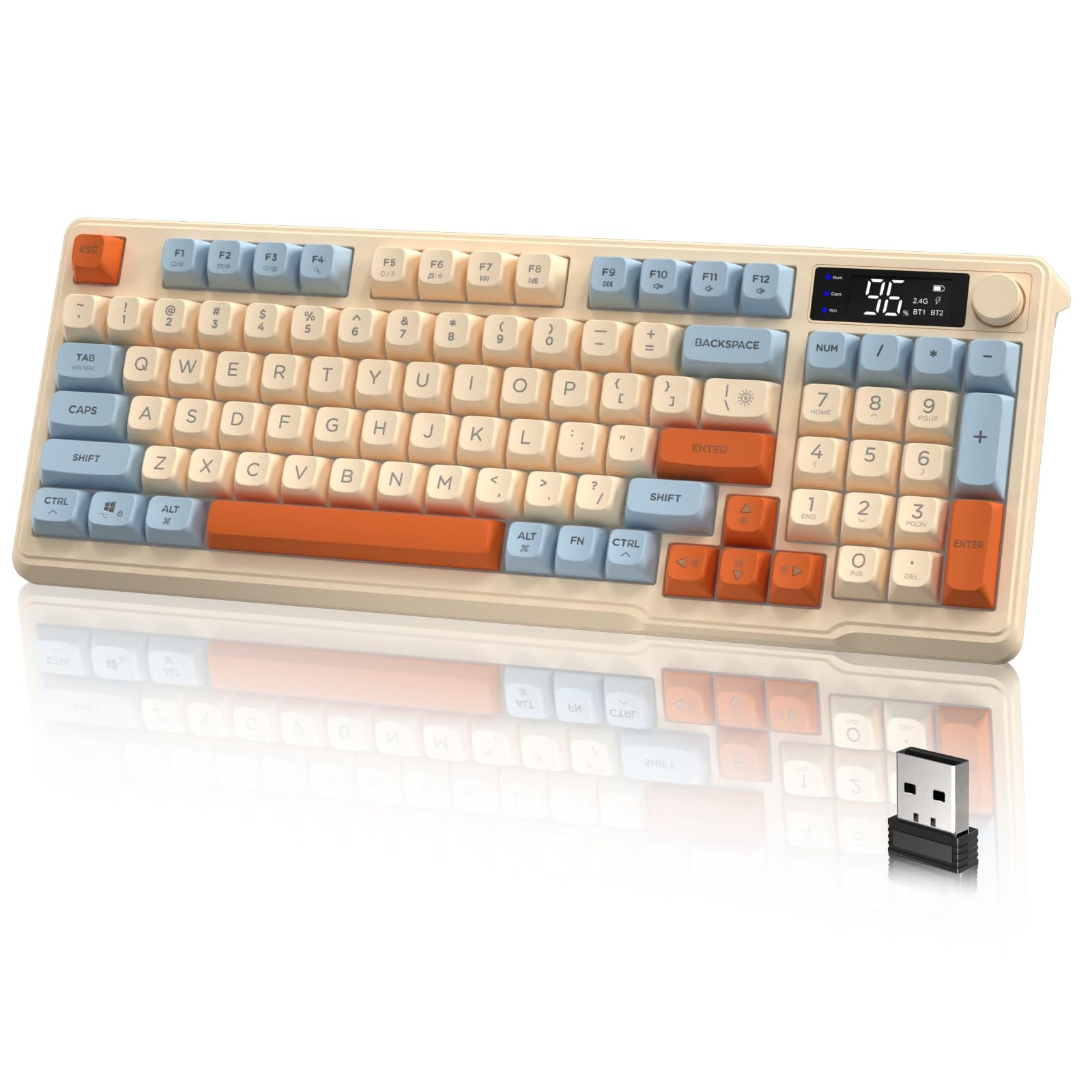 LexonElec M96 Wireless Gaming Keyboard,Knob Control Bluetooth/2.4G Wireless M...