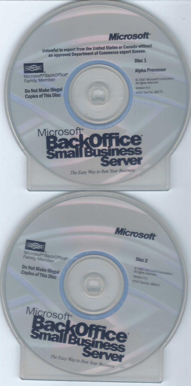 ITHistory SOFTWARE IBM (1997) MICROSOFT Back Office Small Business Server  CD OF