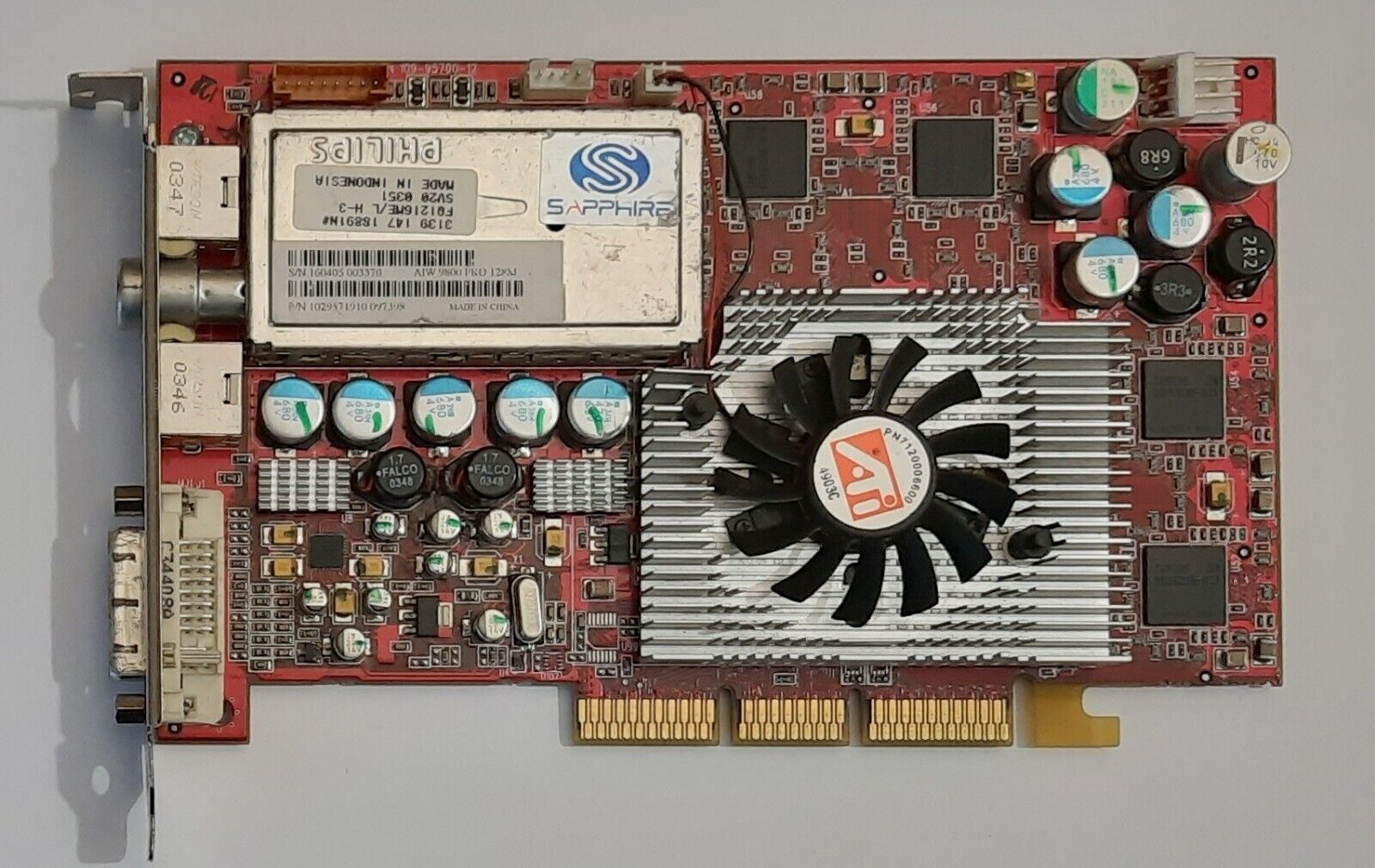 Sapphire Radeon 9800 Pro AIW AGP Graphics Card (ATI, 128MB, Retro, 2003)