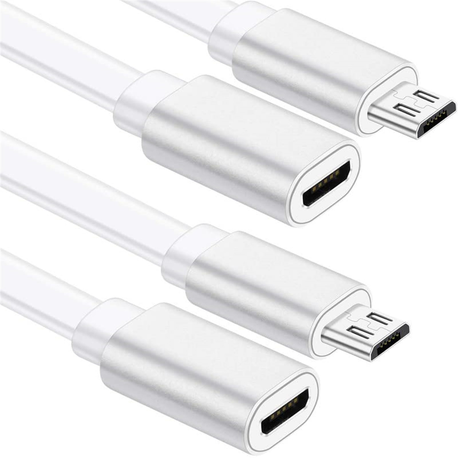 Sumind 2 Pack 20FT Total Micro USB Extension Cables, Male to 10 feet, White 
