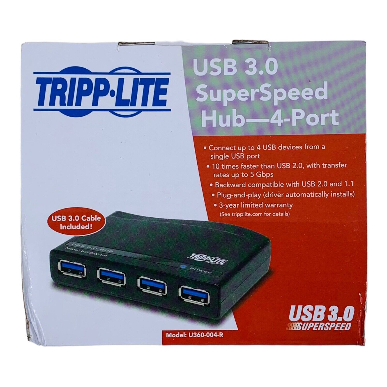 Tripp-Lite 4-Port USB 3.0 SuperSpeed Hub, Black, U360-004-R