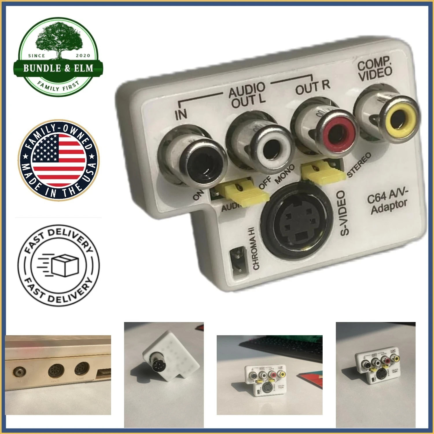 Commodore 64/128 Compatible AV Adapter with Audio and Video Functionality
