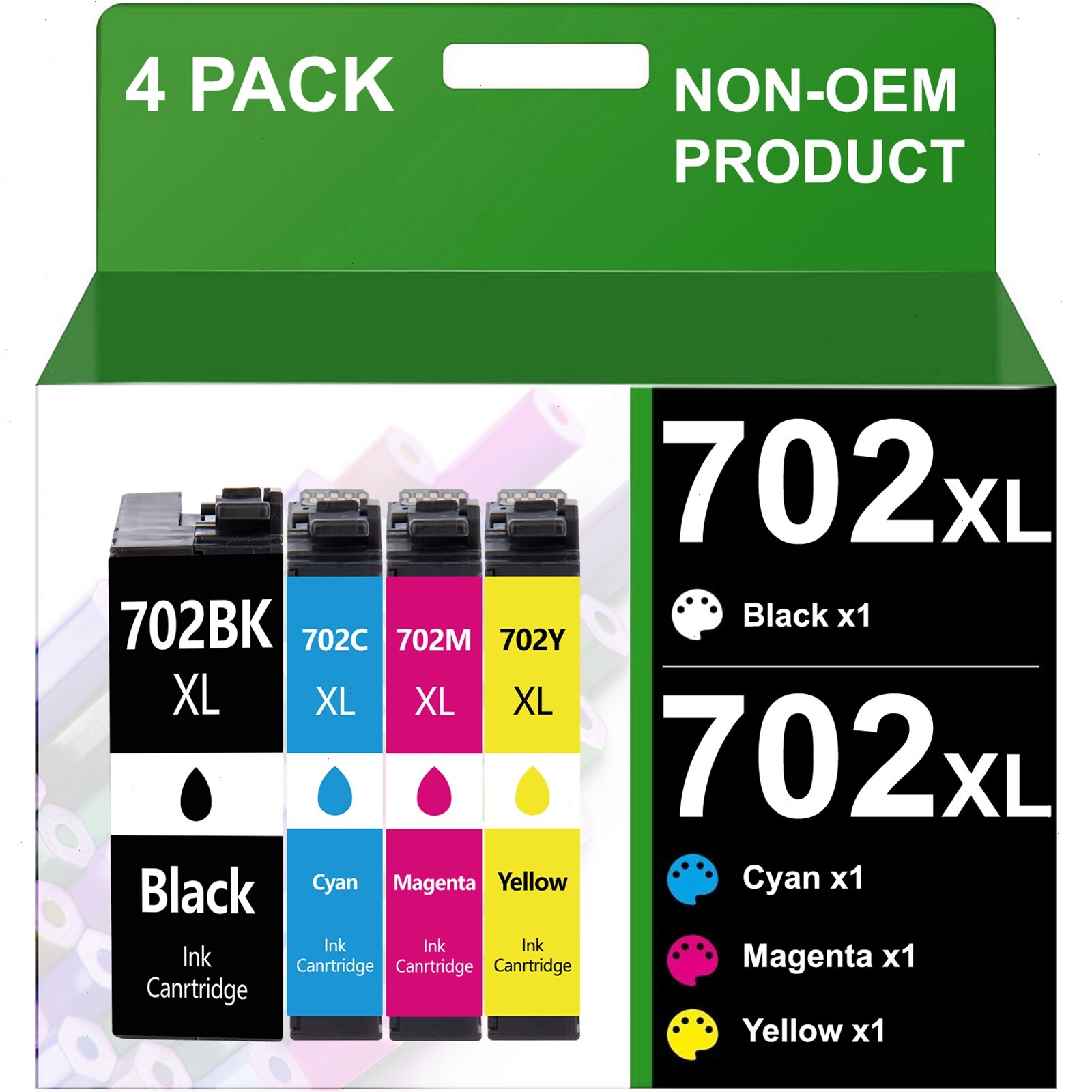 4PK 702XL T702XL Ink Cartridges for Epson Workforce Pro WF-3720 WF-3730 WF-3733