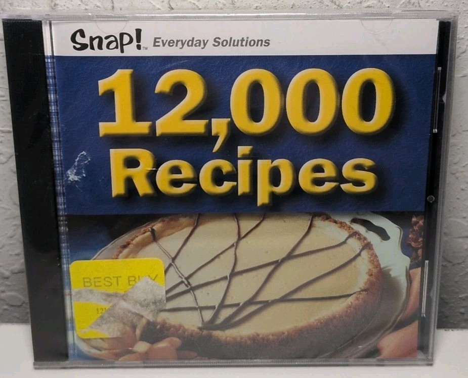 Snap 12,000 Recipes (PC CD ROM, 2001) Brand New B113