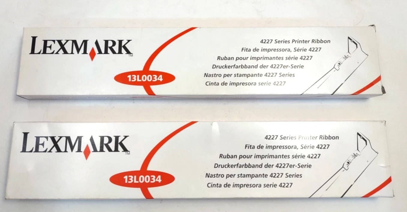Lot of 2 Lexmark 13L0034 Printer Ribbon 11A6150 Black 4227 Series OEM Genuine