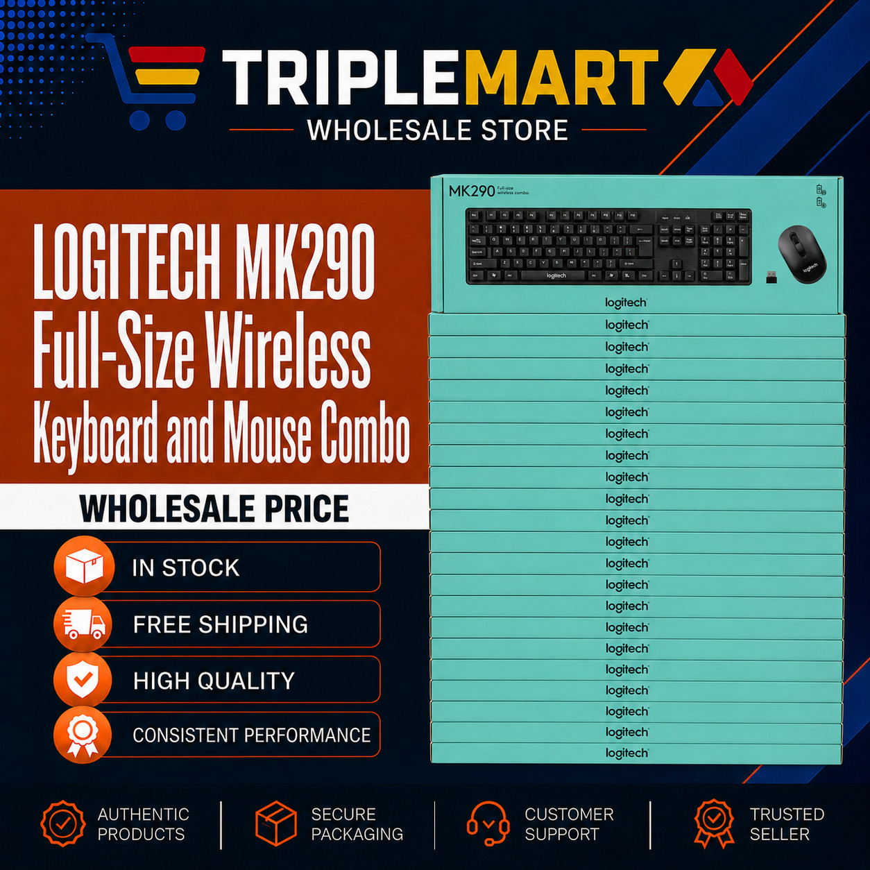 Original Logitech MK 290 Original Wir Keyboard and Mouse Combo - Black