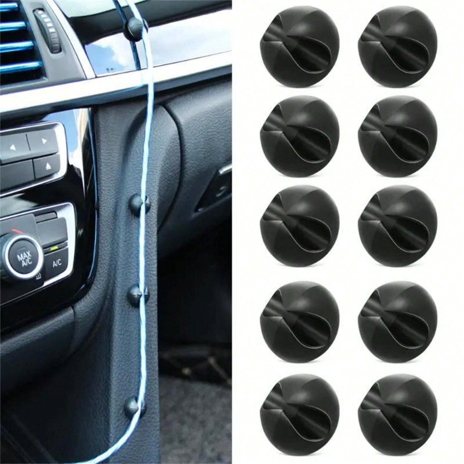 10pcs Car Cable Clasp Set Dashboard Wire Organizer Cord Holder Clip Accessories
