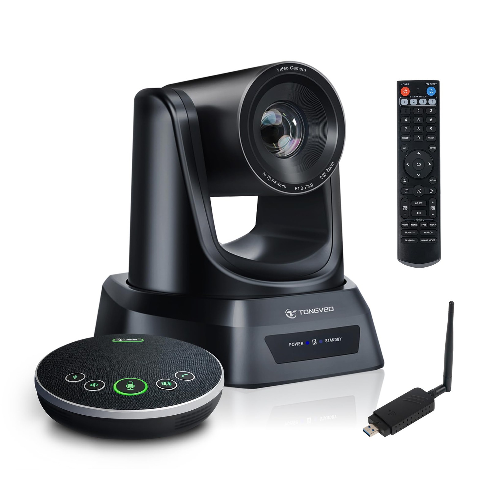 TONGVEO Wireless AI PTZ 20X Camera System with Auto Tracking Built-in Receiver M