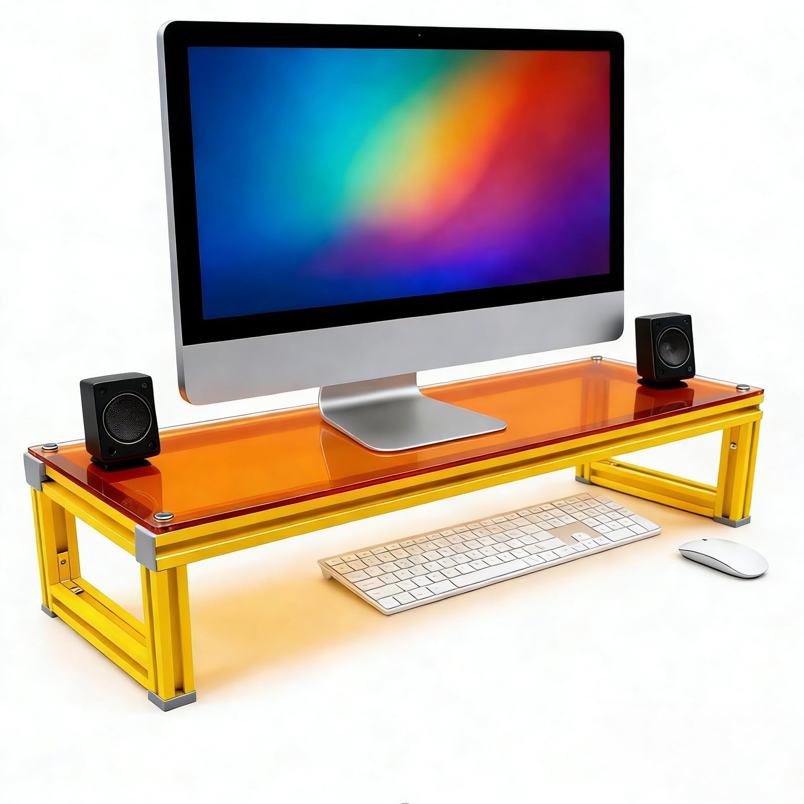 Ergonomic Monitor Stand Riser - Heavy-Duty Acrylic & Aluminum, 23.6"x7.9" - Unde