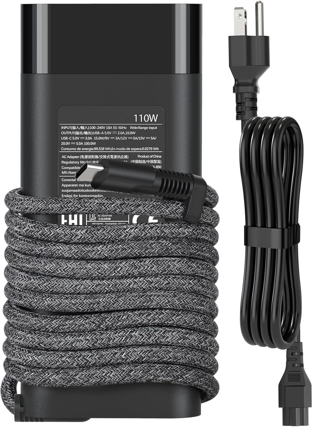 110W USB-C Laptop Charger Compatible with HP ZBook Firefly 16 G9 G10 T20-3