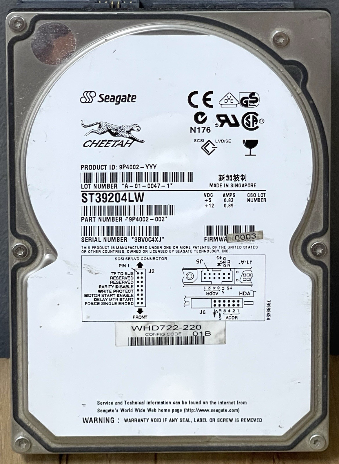 Seagate Cheetah 18XL 68 pin SCSI 9.2Gb 10K rpm ST39204LW HDD