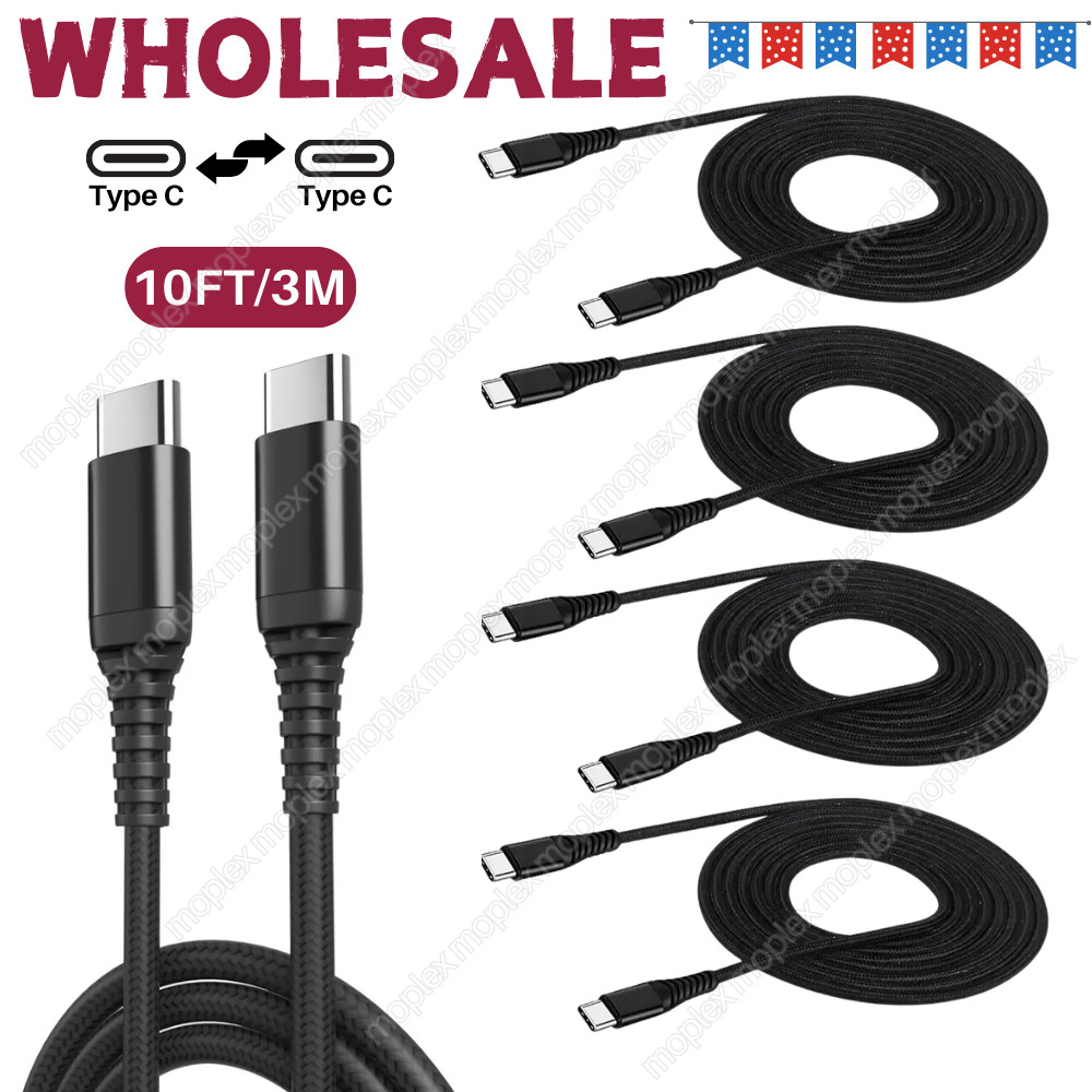 60W USB-C to USB-C Cable Fast Charger Lot PD Nylon Cord For iPhone 15 Samsung