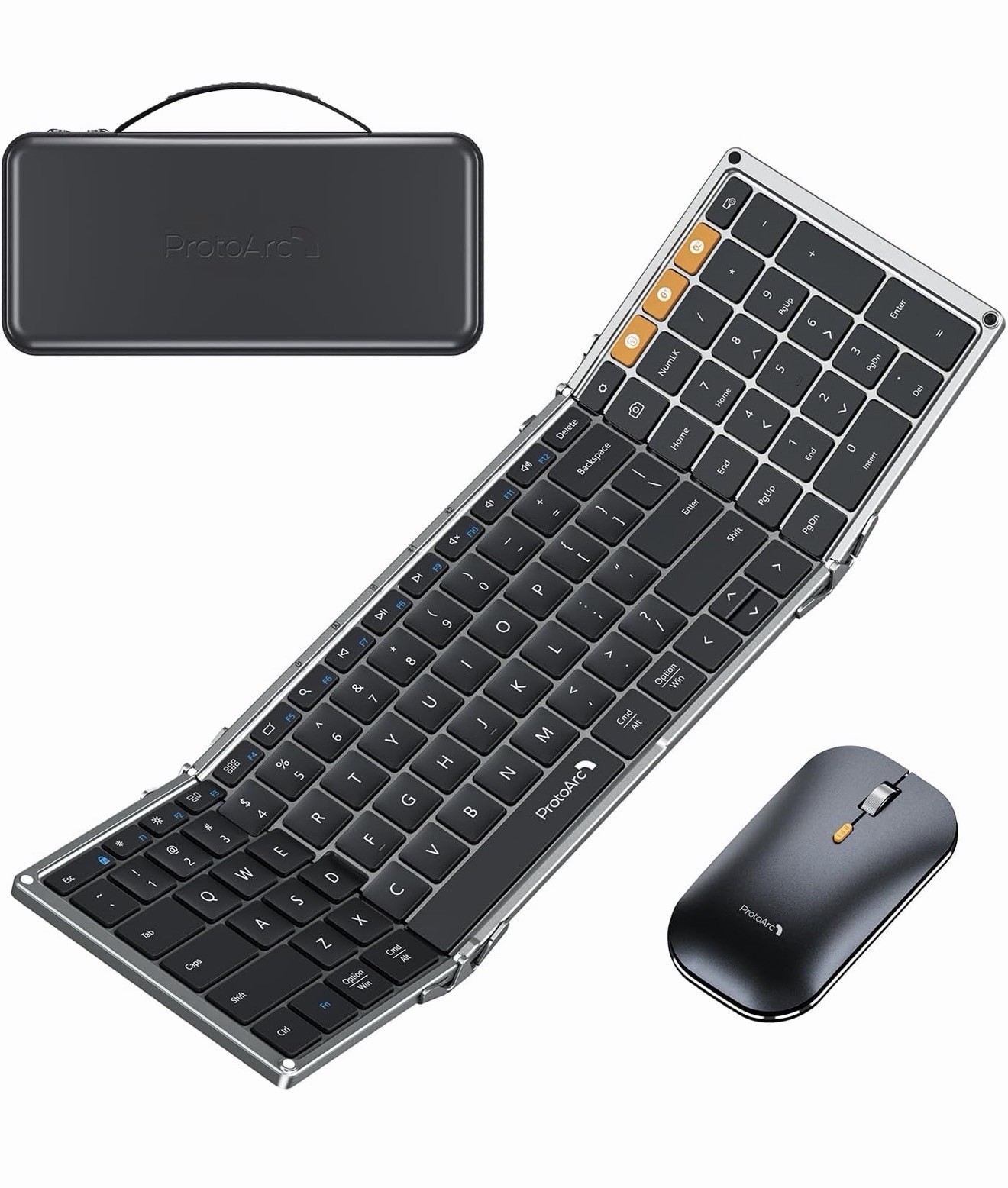 ProtoArc Foldable Keyboard and Mouse, XKM01 True Full-Size Folding Wireless