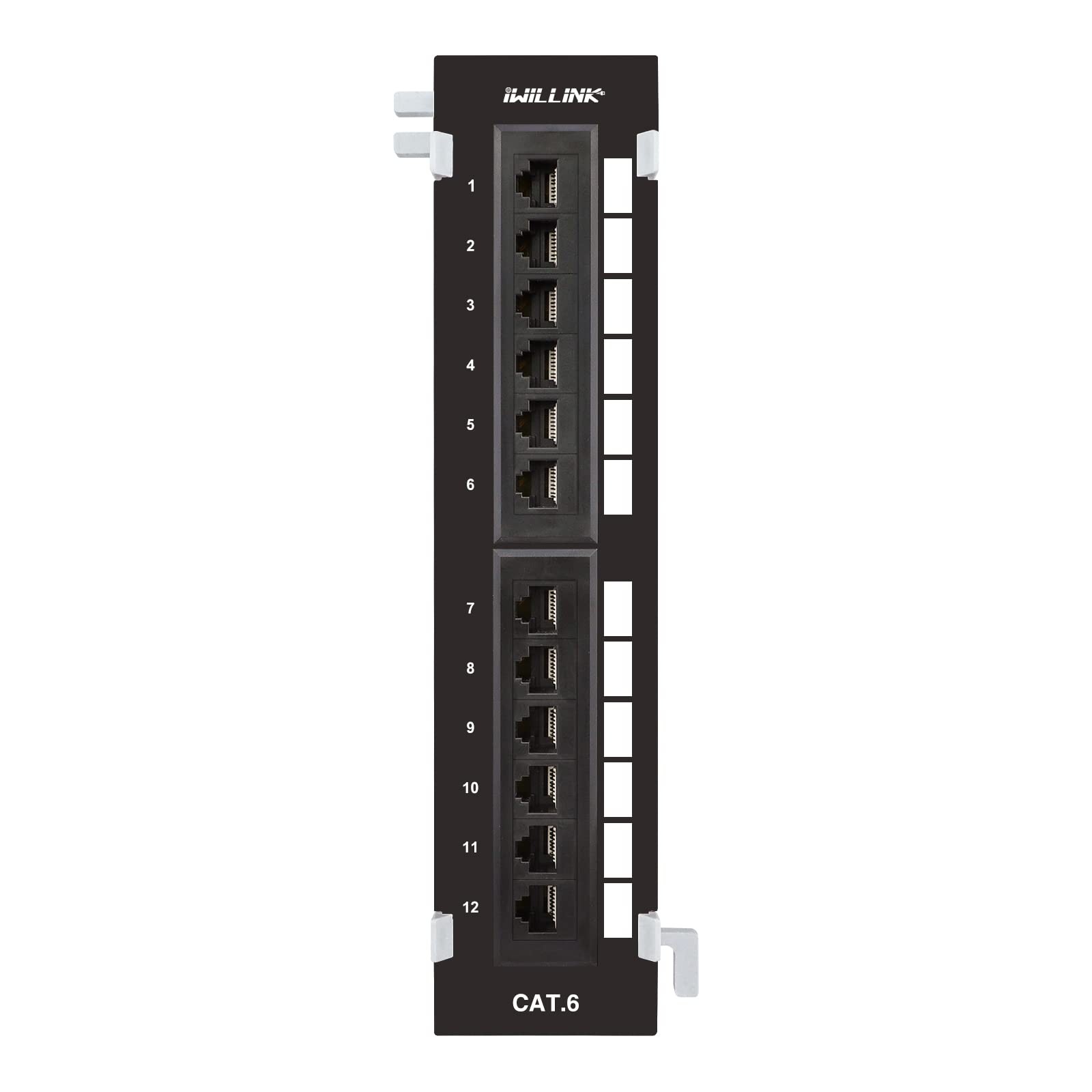 Cat6 Mini Vertical Patch Panel 10Gbps Network Wall Mount 89D Bracket 12 Port