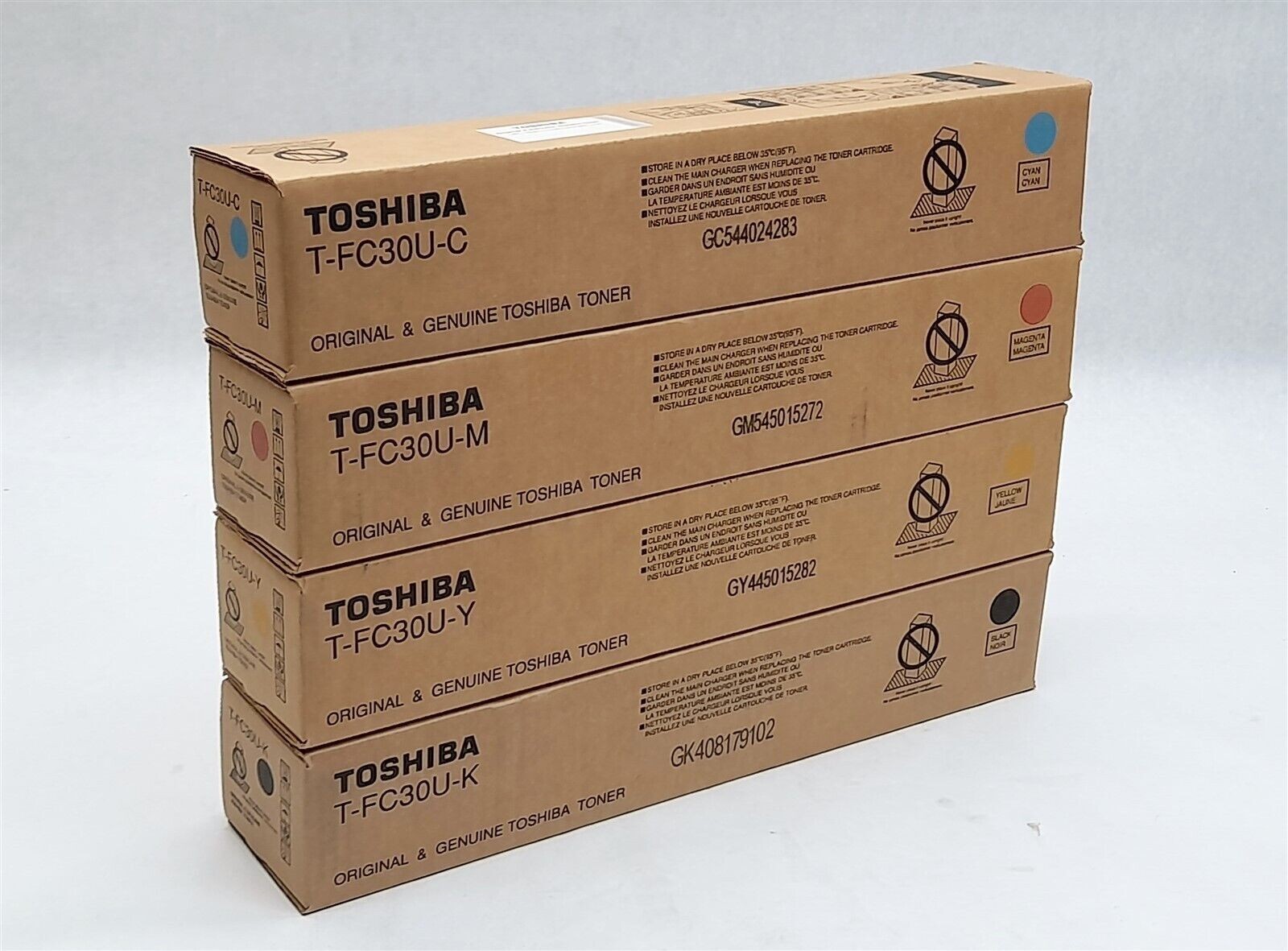 Genuine Toshiba T-FC30U Toner Set, TFC30UK TFC30UC TFC30UM TFC30UY We Ship Fast