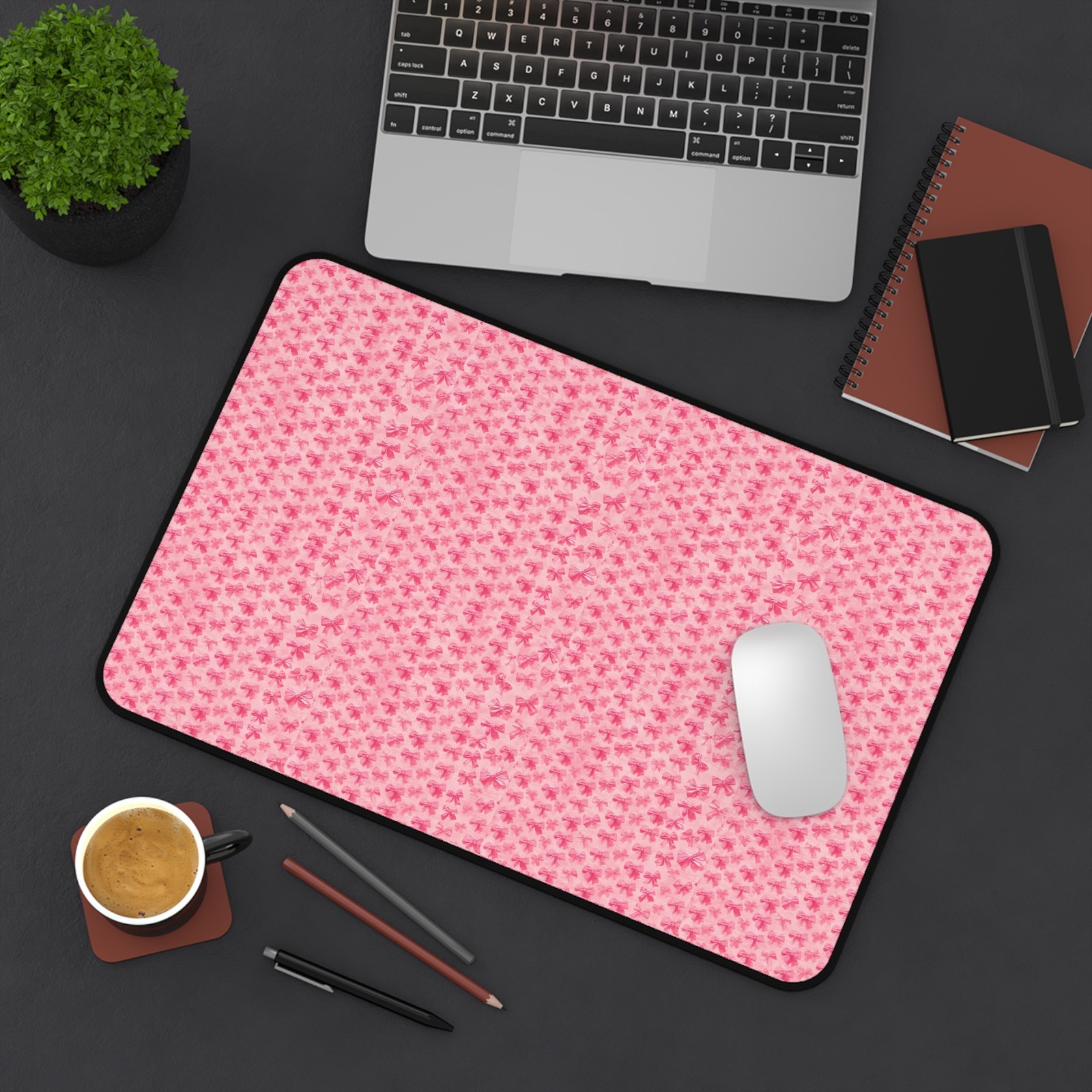 Pink Bow Girly Desk Mat, Office Decor Gift, Mouse Pad for Desk