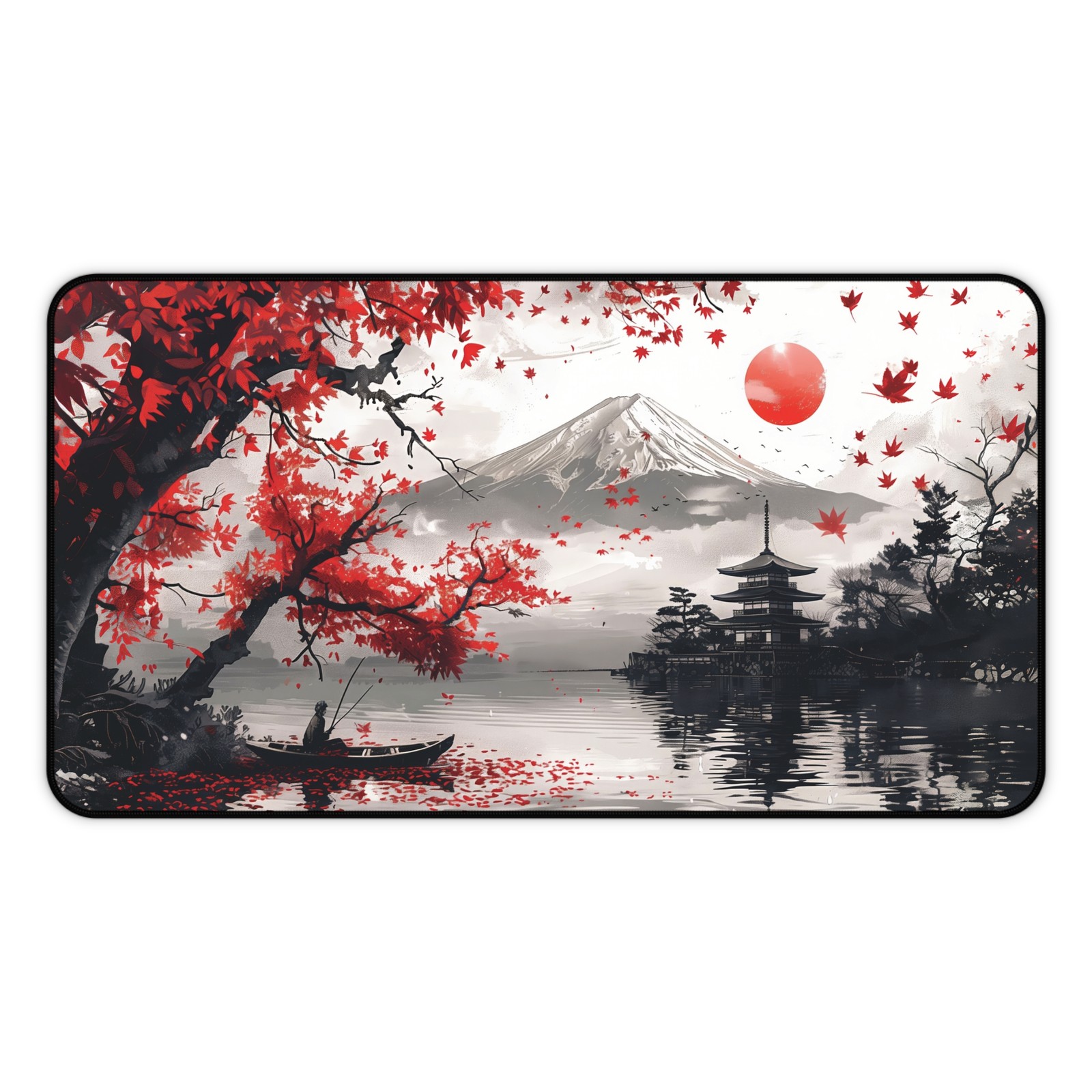 Japanese Landscape Desk Mat | Mount Fuji, Red Maple Autumn