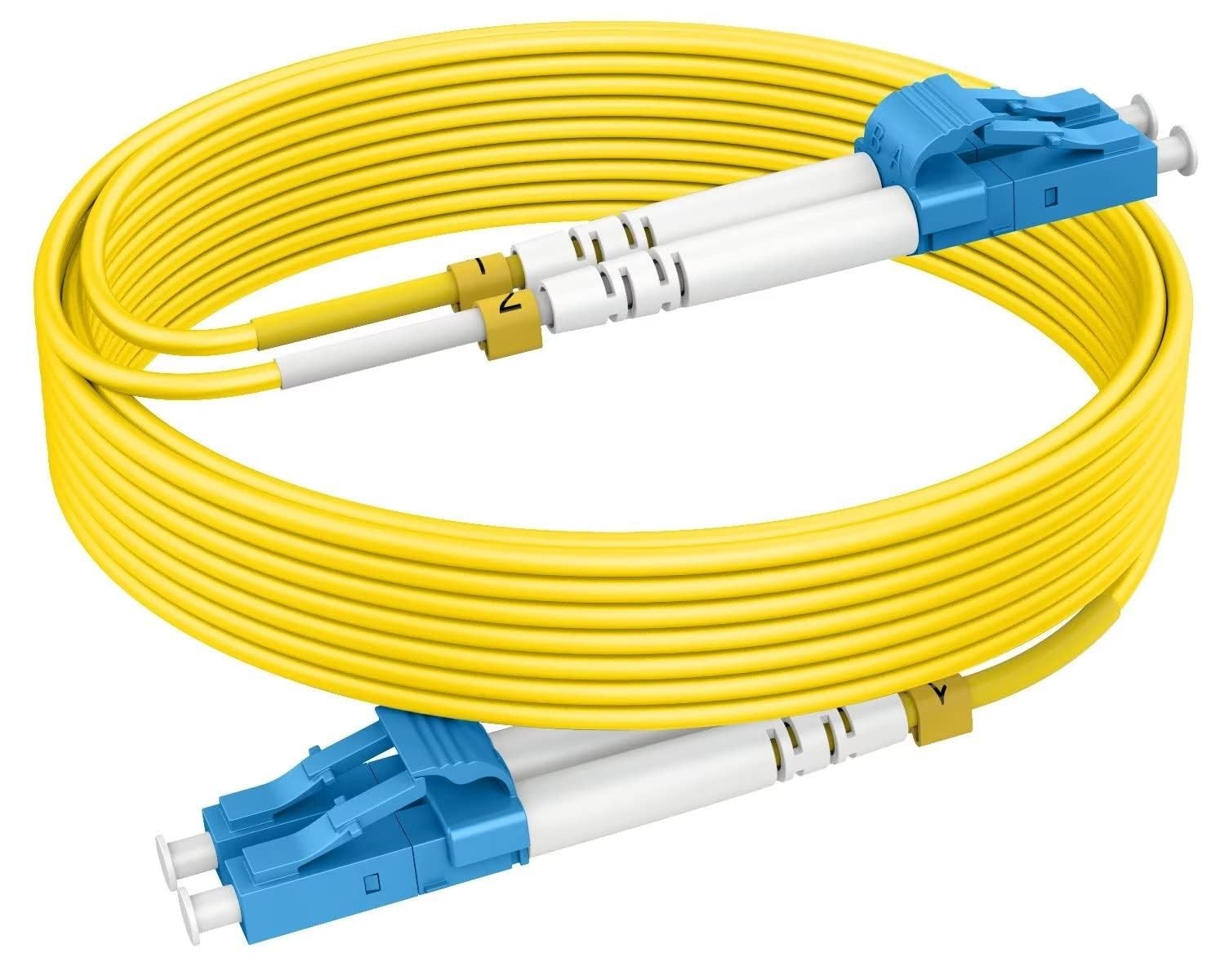 RamboCables-OS2 LC to LC Single Mode Fiber Patch Cables, 100ft/30m, 5Pack