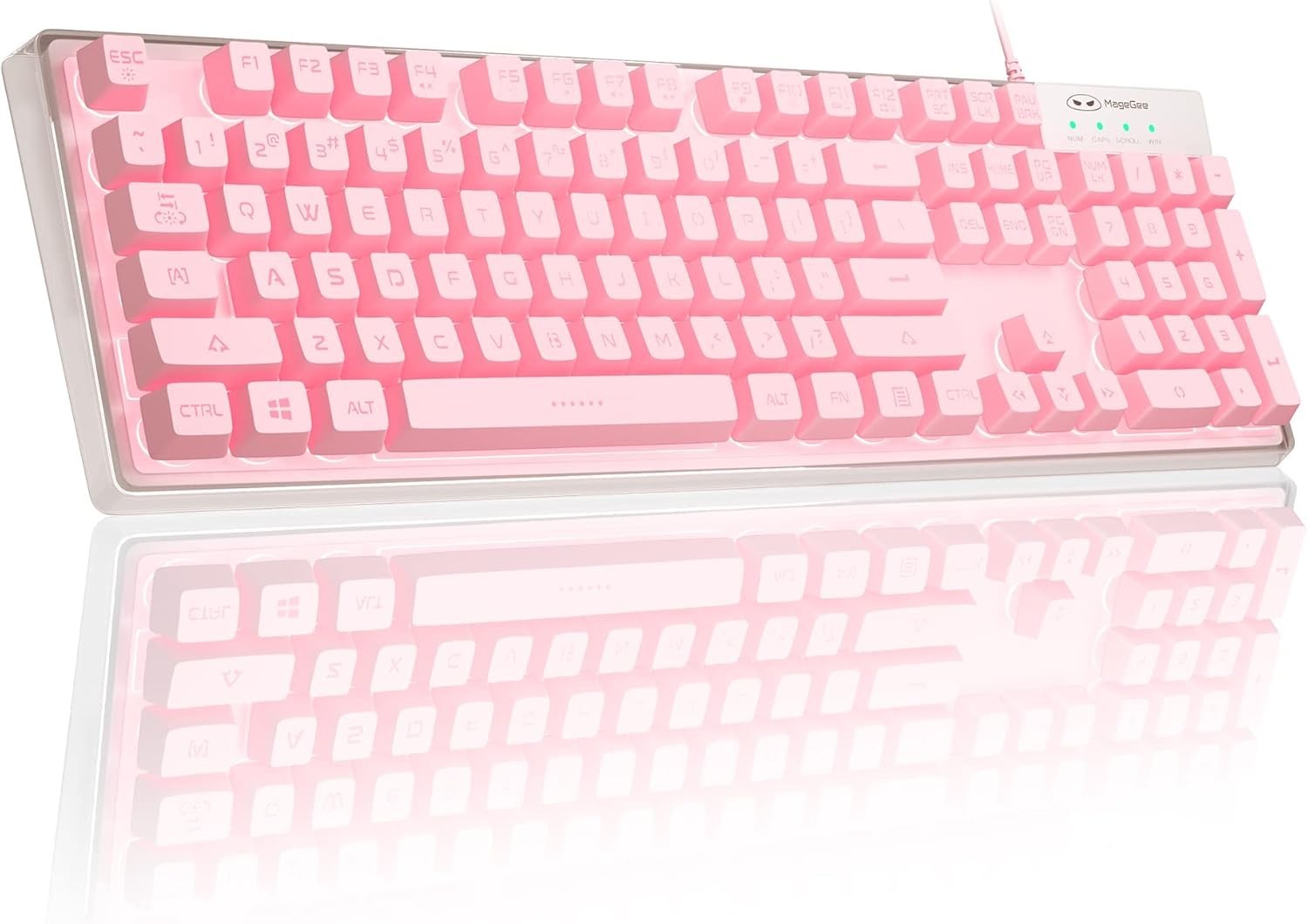 MageGee Gaming Keyboard, 7 Solid Colors Backlit Wired Keyboard Pink 