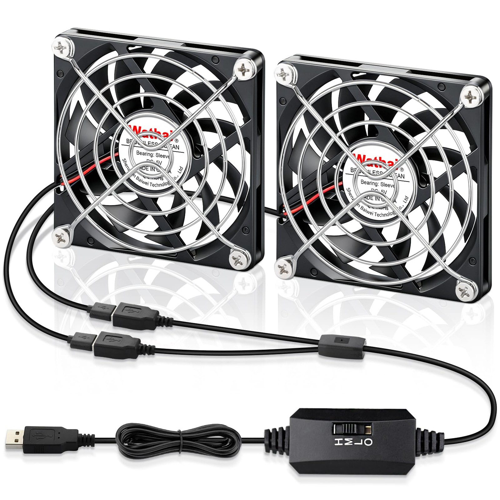 WWathai 2pcs 80mm x 10mm USB Computer Fan, USB Fans for Cooling Receiver DVR ...