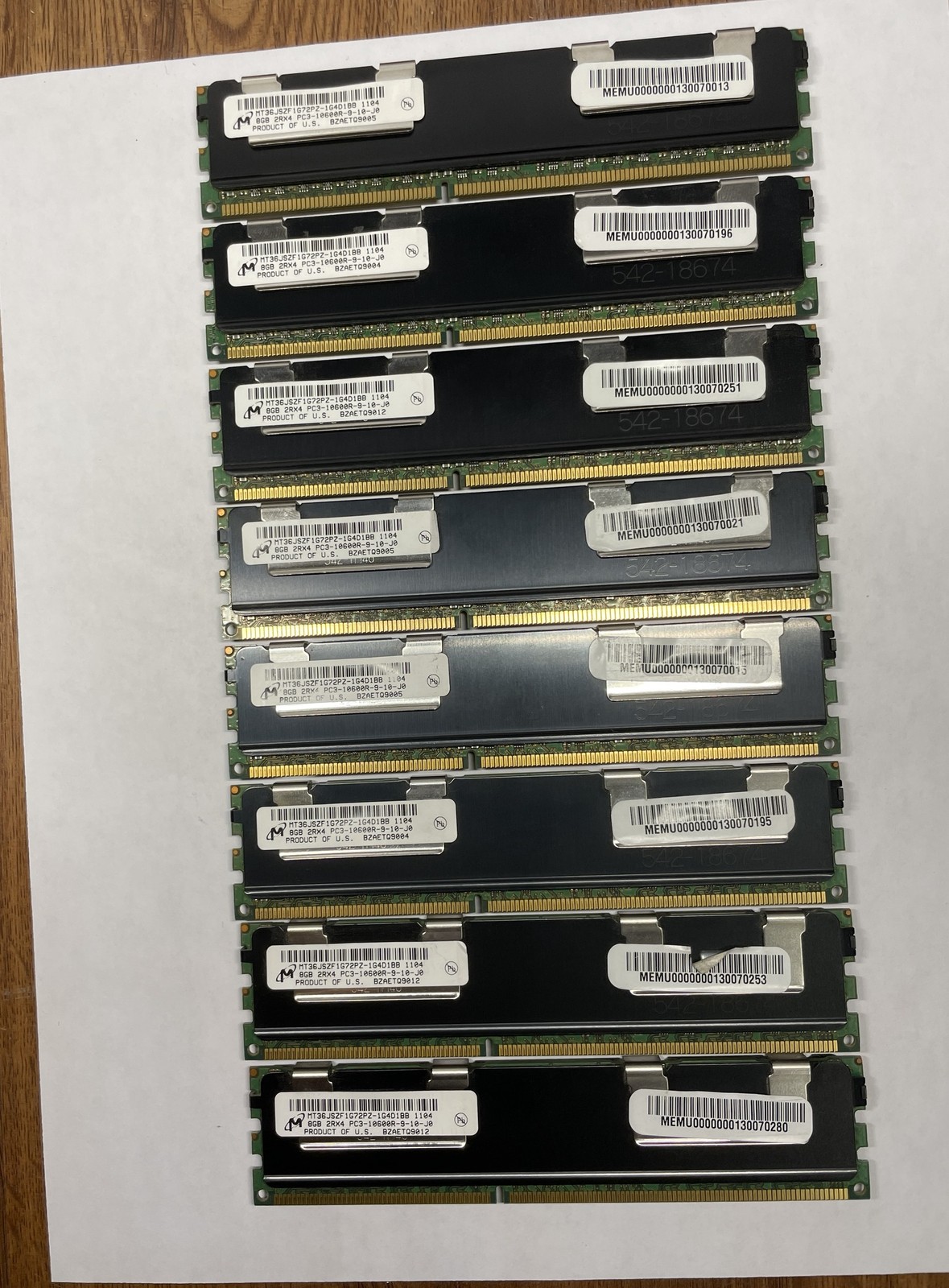 Micron 64GB (8x8GB) PC3-10600R DDR3-1333 ECC Reg Server RAM MT36JSZF1G72PZ