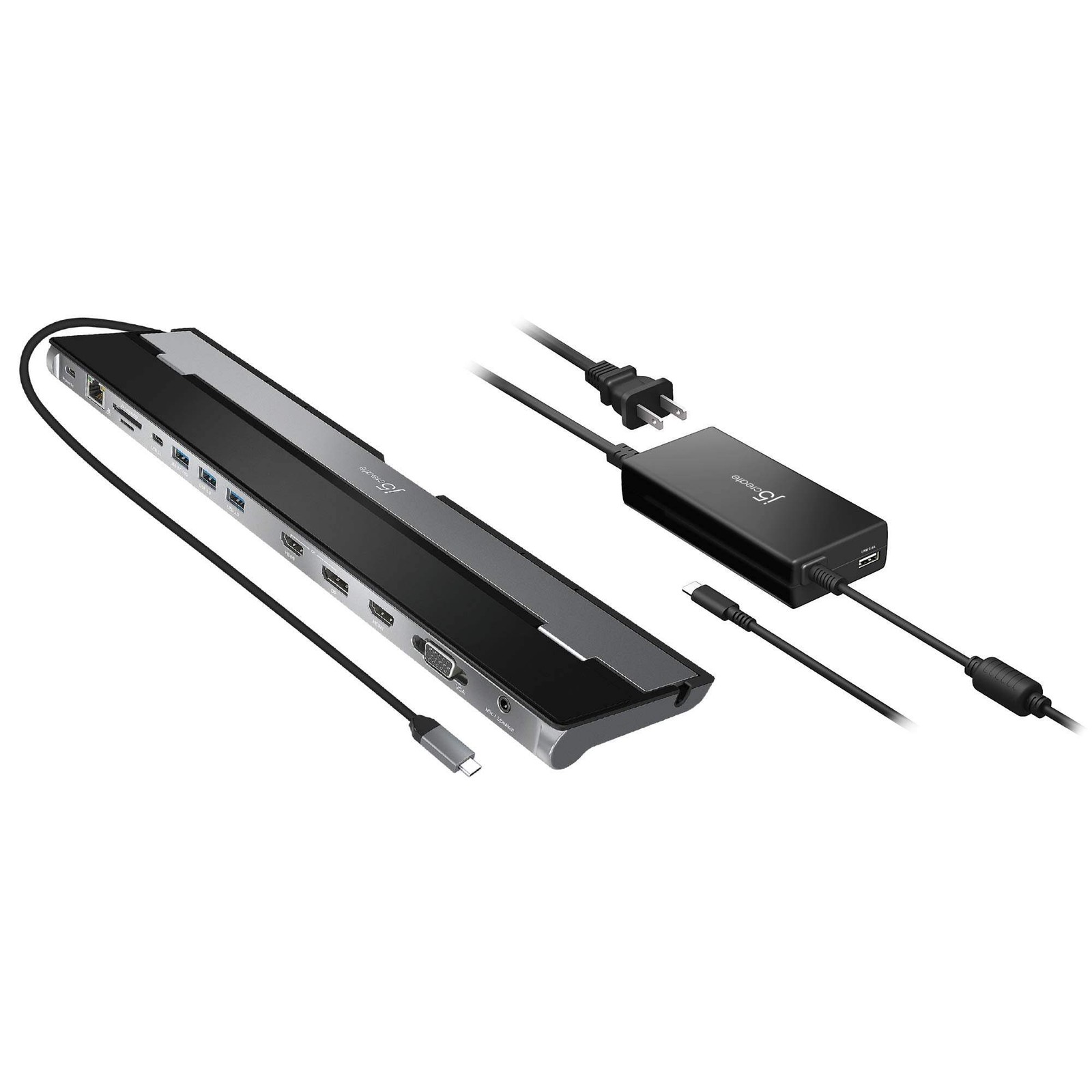 J5 Create USB-C Triple Display Docking Station W/100W PD Adaptor JCD543P - NEW