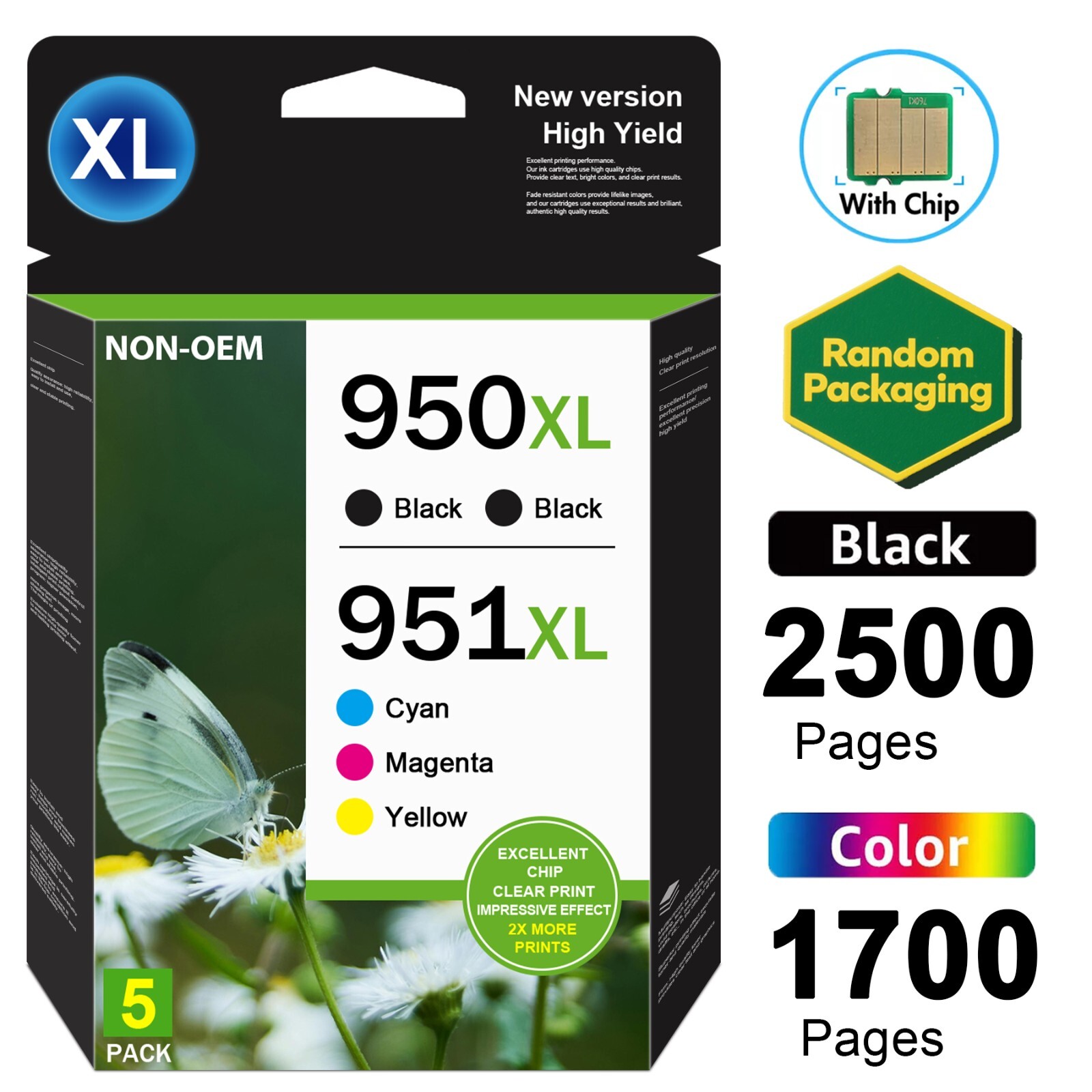 5PK 950XL 951XL Ink Cartridges For HP Officejet Pro 8100 8630 8660 8640