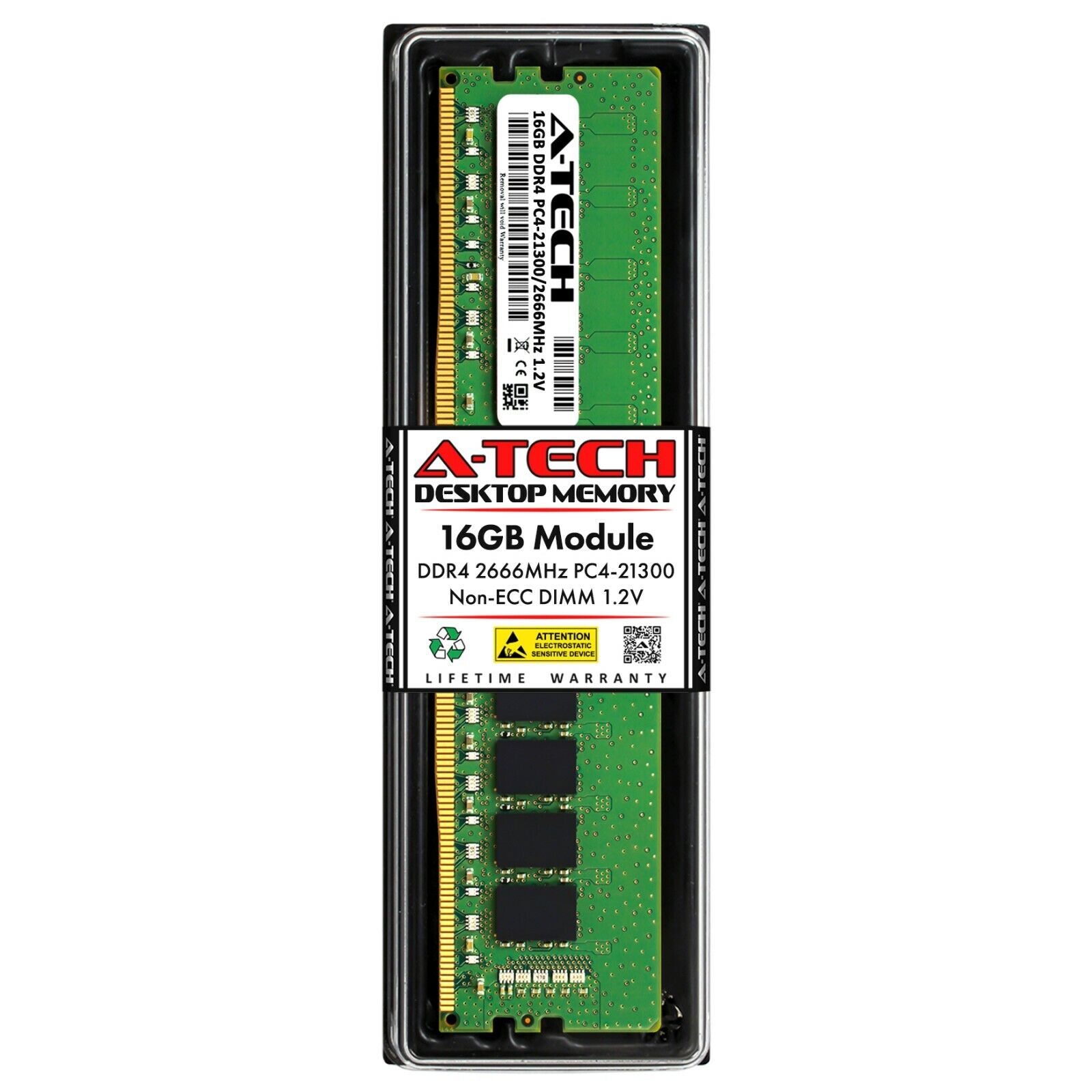 A-Tech 16GB PC4-21300 Desktop DDR4 2666 Non-ECC DIMM 288-Pin Memory RAM 1x 16G
