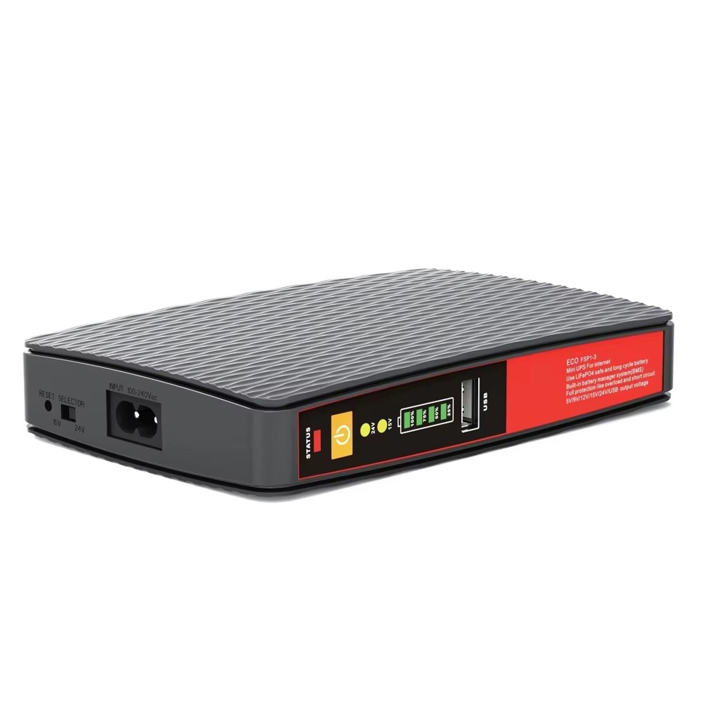 12V 18W 8000mAh Mini UPS Black Emergency Power Supply for Surveillance
