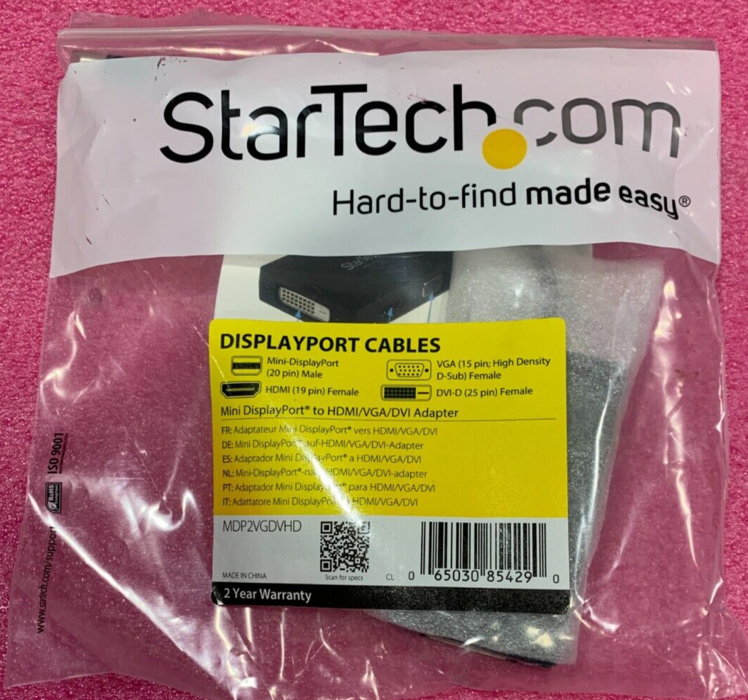 StarTech Mini DisplayPort to HDMI DVI VGA 3-in-1 Adapter 1080p MDP2VGDVHD